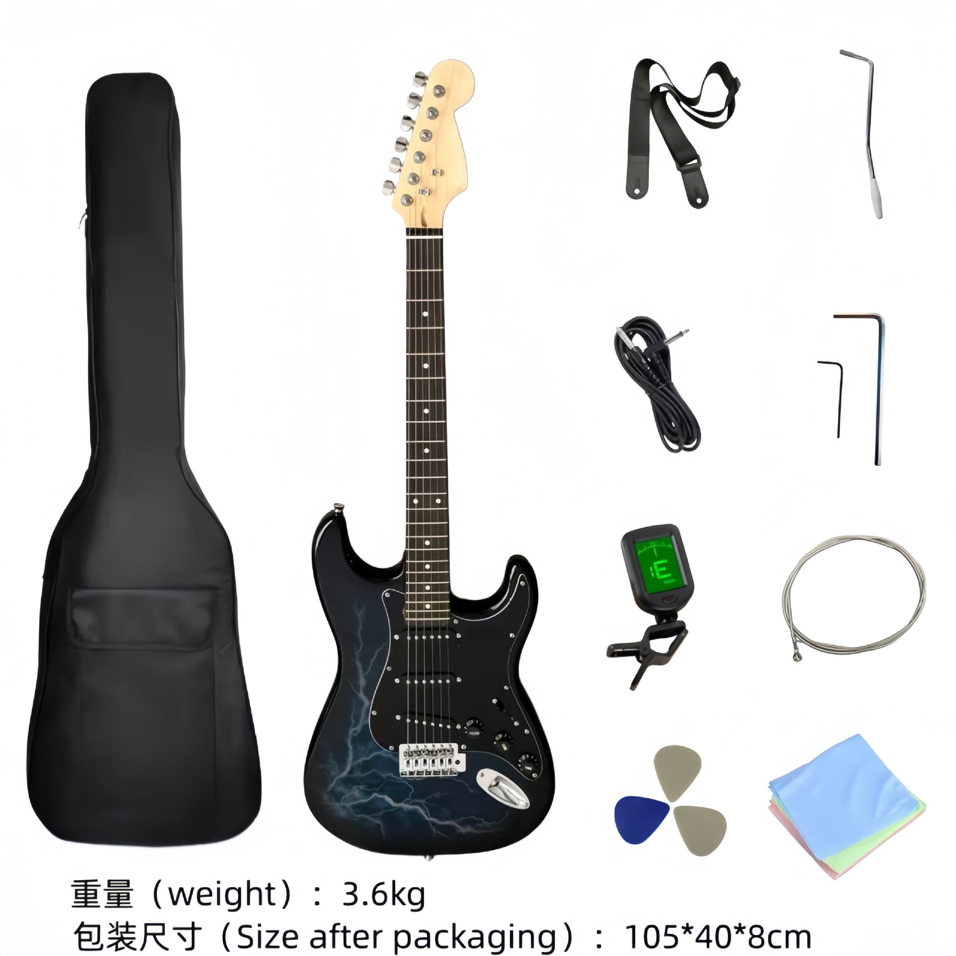 Electric Guitar for Beginners Multicolor ST Single Tremolo Electric Guitar Beginner Full Set with Accessories and Amplifier