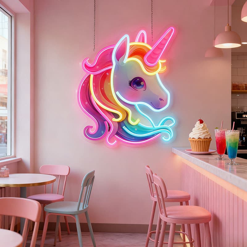 Instagram-style colorful unicorn neon light, viral children's room decorative ambiance lamp with creative shaped hanging light