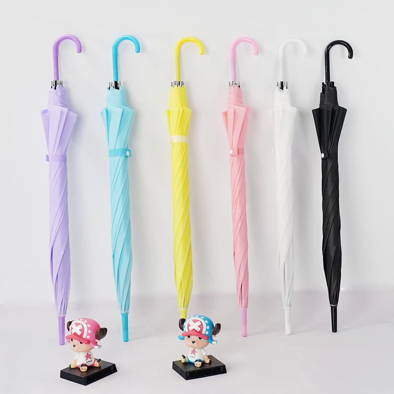Creative Small Fresh Long-Handle Transparent Umbrella, Colorful Straight Rod Automatic Wholesale Umbrella with Logo for Promotional Gifts