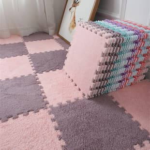 Bedroom Full Coverage Girl Square Puzzle Mat, Washable and Cuttable Princess Bedside Carpet, Velvet Surface Large Area