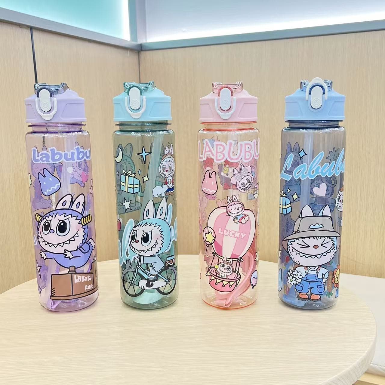 Cross-Border New Cartoon Plastic Cup High Appearance Dual-Drink Pop-Up Cup Large Capacity Straw Cup Children Student Travel Cup
