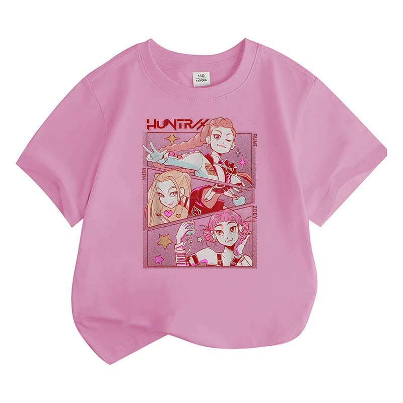 Amazon KPop Anime Cartoon Print Fashion Kids 100% Cotton Short Sleeve T-Shirt Loose Casual Top Crew Neck