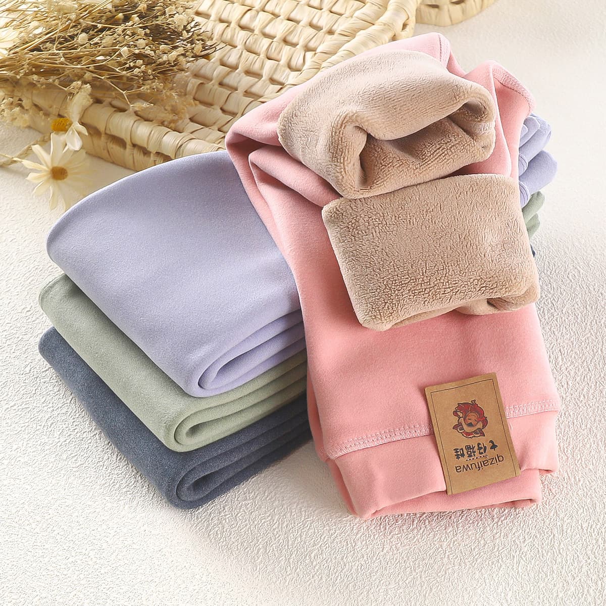 Children's Oli Fleece Pants for Boys and Girls, Autumn and Winter Warm Pants, Thickened and Fleece-Lined Thermal Pants, Middle and Big Kids, Wholesale