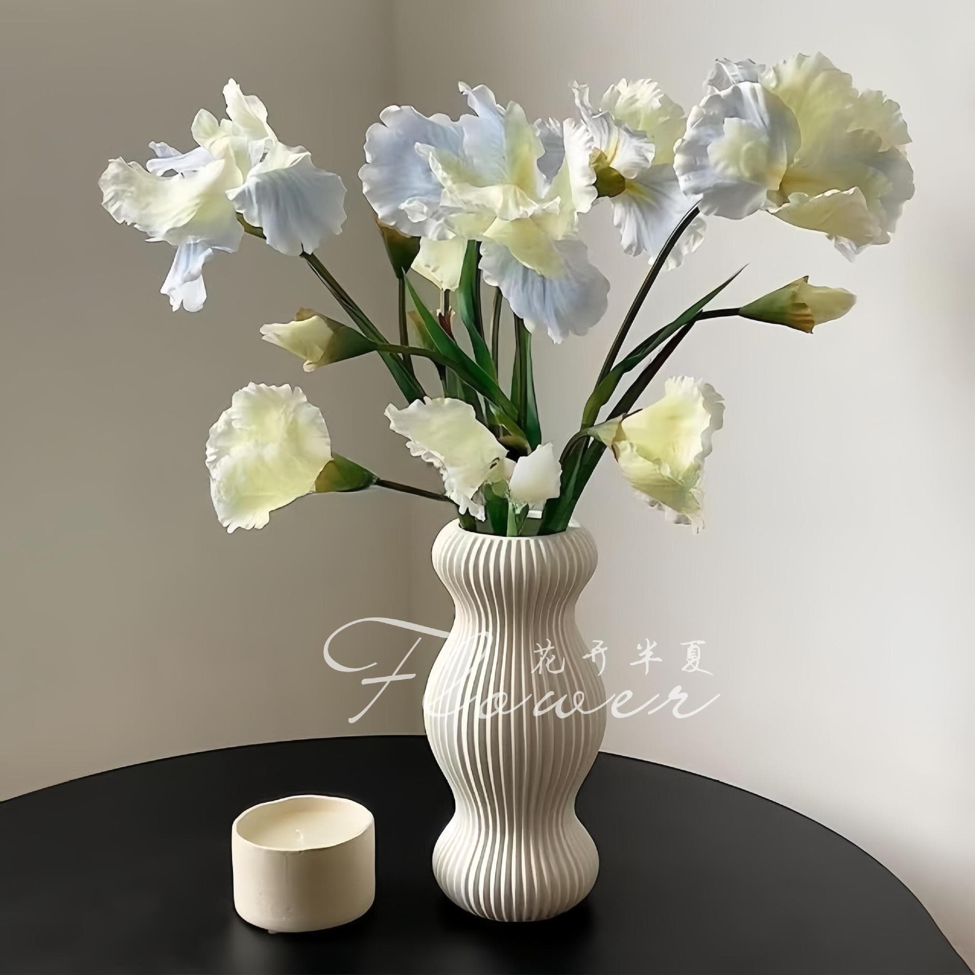 3-Head Alice Iris Artificial Flower for Floral Arrangements, Oil Painting Style Home Decoration, Hotel Soft Furnishing, Photography Props