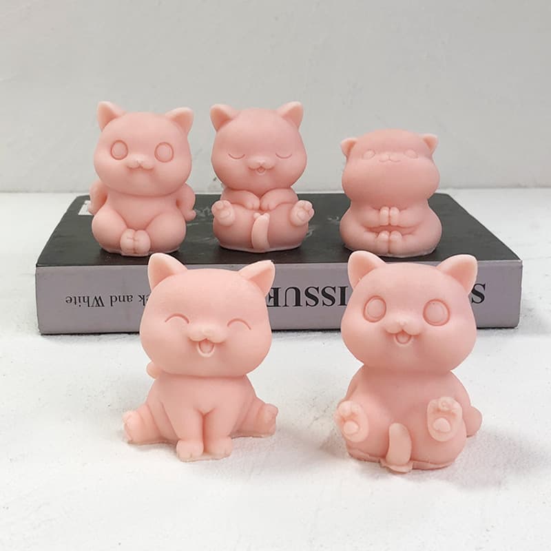 Cute Cat Candle Mold DIY Kitten Scented Candle Animal Plaster Resin Decoration Kitten Silicone Mold