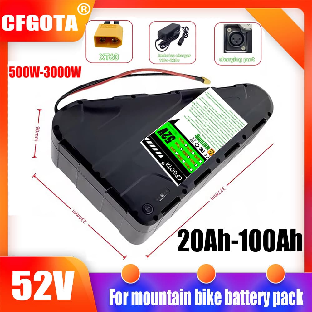 Foreign trade 52V 20Ah-100Ah mountain bike rechargeable battery 18650 lithium ion battery BMS+ charger