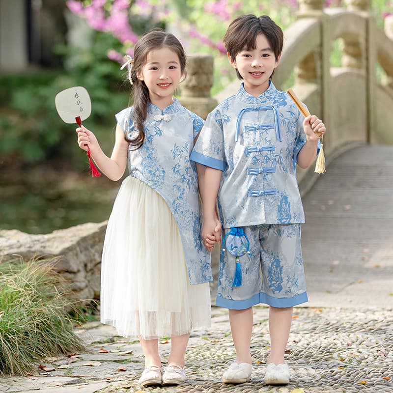 Children's Tang suit boys' set 2025 new summer Chinese-style Hanfu kindergarten girls' June 1st performance clothing