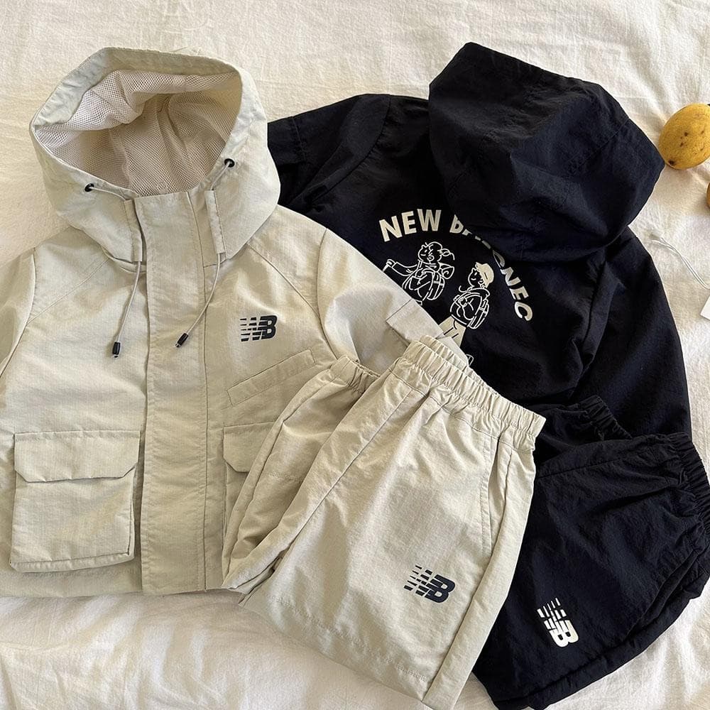 Boys' Hooded Sportswear Set, Spring and Autumn Two-Piece Trendy Jacket and Pants