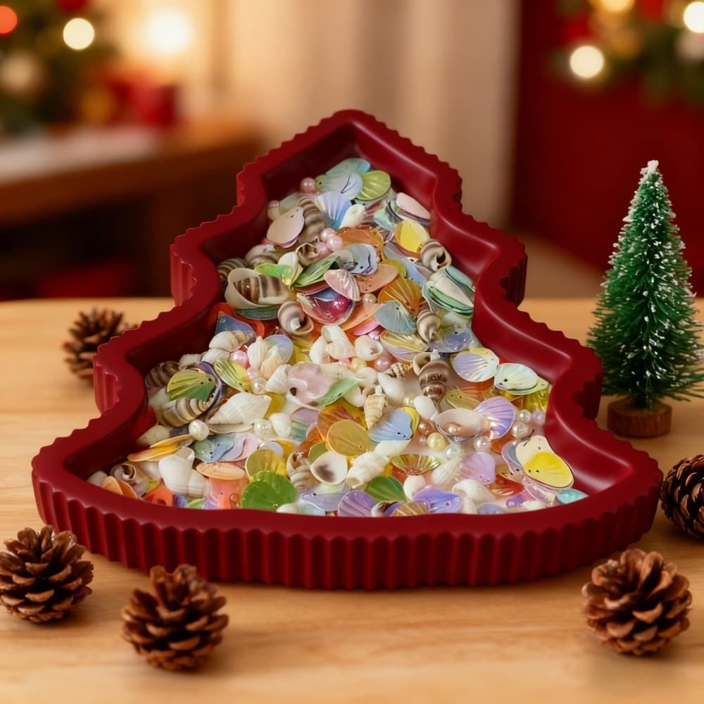 S2204 Christmas Tree Pastry Striped Tray Decoration Cement Plaster Mold DIY Silicone Mold