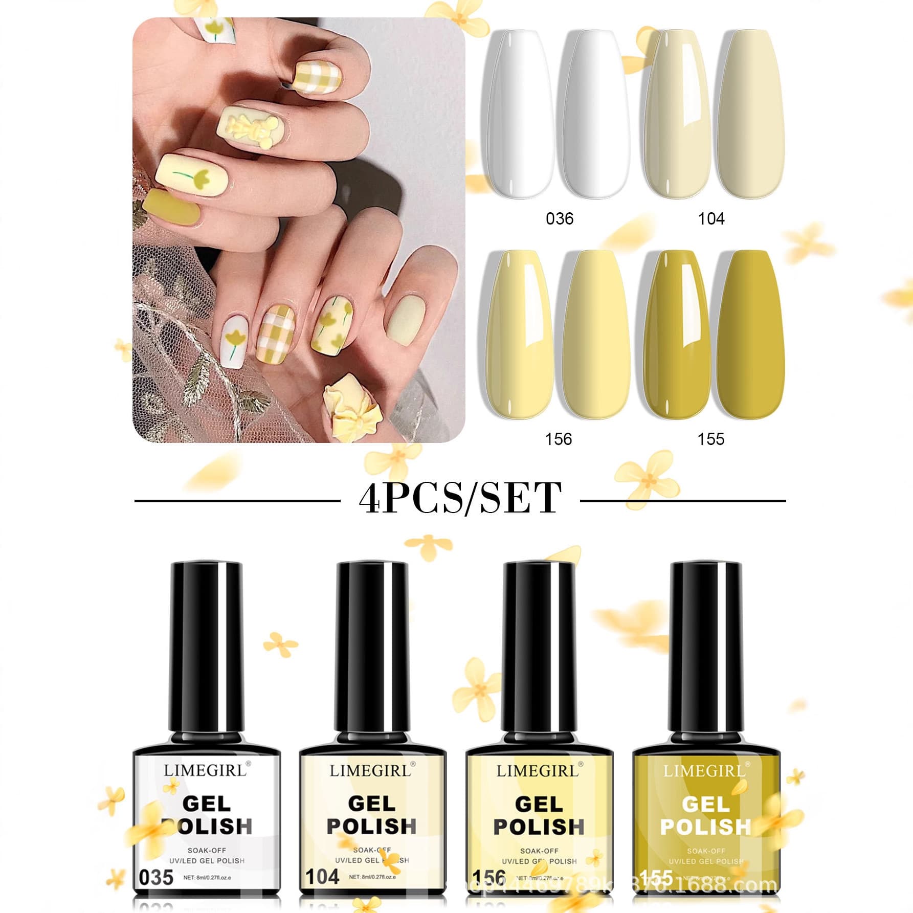 Cross-border Trade 4-Color Solid Gel Nail Polish Set, Whitening Multi-Shade Styles Available