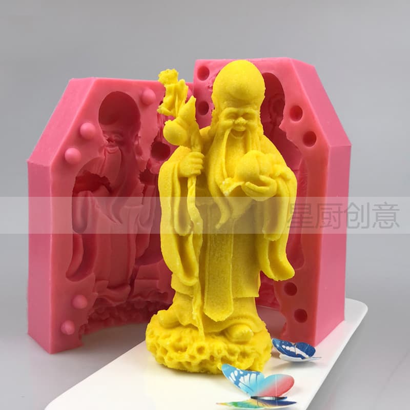 Large Birthday Star Kitchen Multi-Function Salt Mold Hotel Fortune Longevity Salt Mold Chocolate Candy Art Mold Silicone
