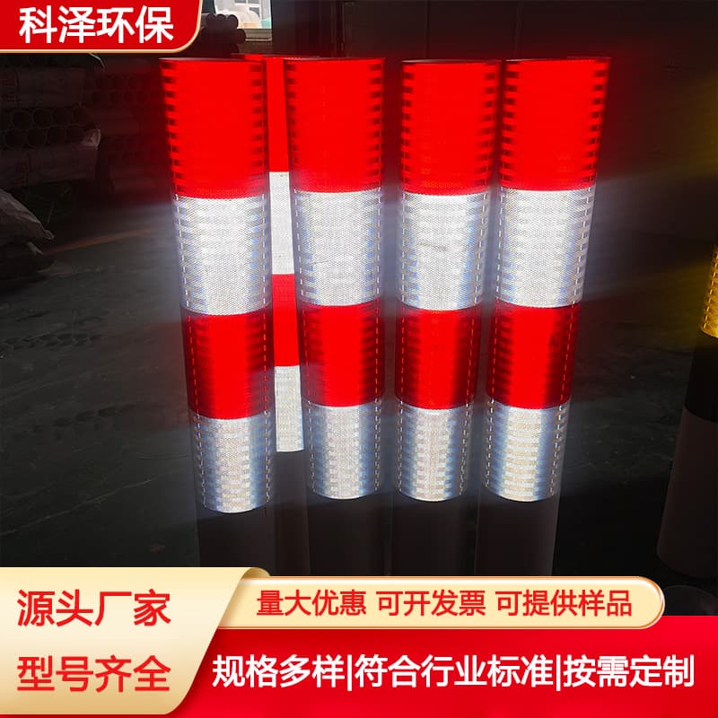 FRP Highway Crossing Post Reflective Warning Column Fiberglass Red/White Crossing Alert Post Square/Round Warning Bollard