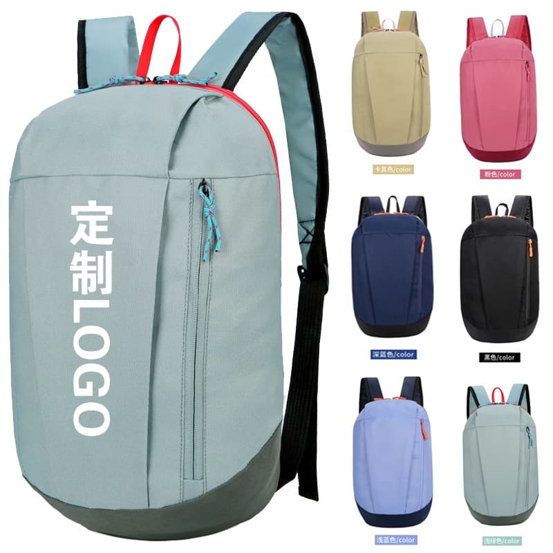 Customizable logo backpack for outdoor activities, advertising sports cycling travel pack, lightweight student daypack.