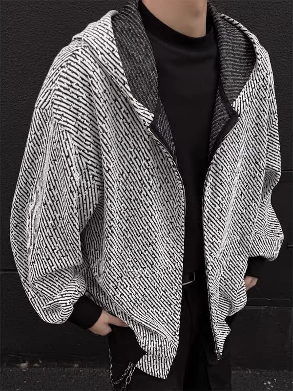 American Style Hooded Cardigan Sweatshirt for Men Spring/Fall 2025 New Trendy Design Niche Hoodie Jacket Coat for Guys