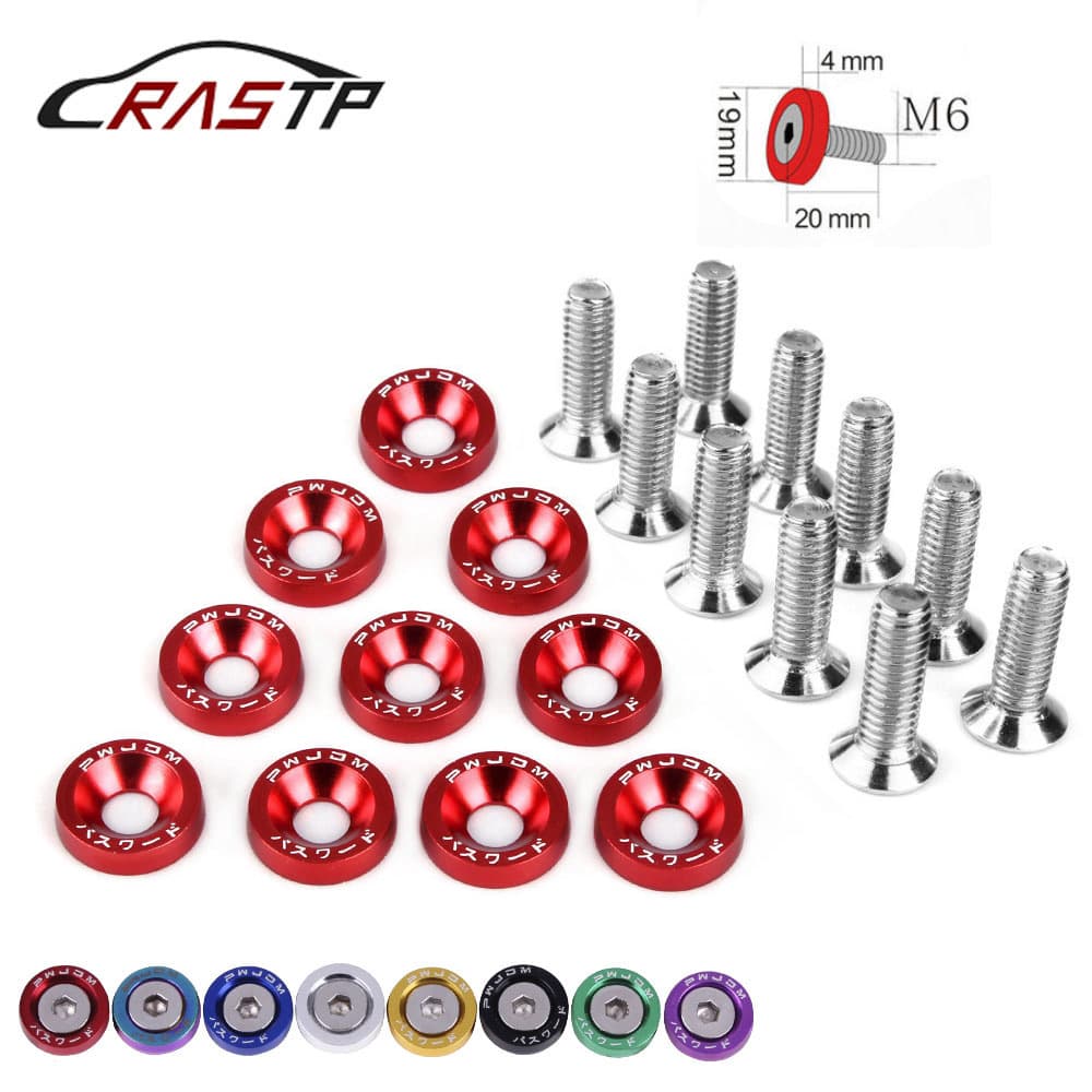 JDM Car Modification M6 Aluminum Alloy Thickened Washer Screw Battery Guard Plate Gasket Fender Washer for Vehicle Champagne Gold