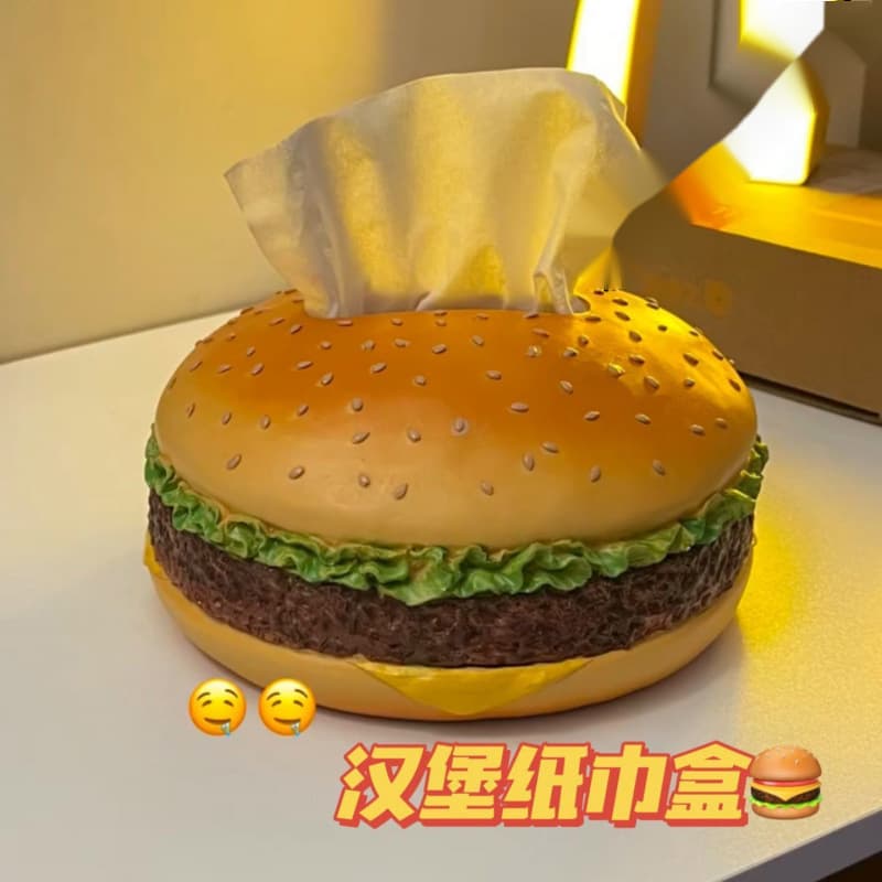 Creative Hamburger Tissue Box Retro Living Room Paper Holder Household Fun Decoration Ornament