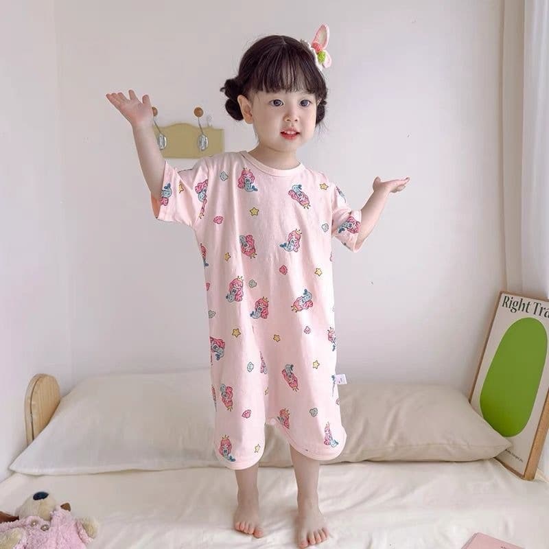 Girls' Nightgown Sleepwear, Summer Thin Ice Silk Anti-Kick Sleep Sack, Baby Robe Home Clothes