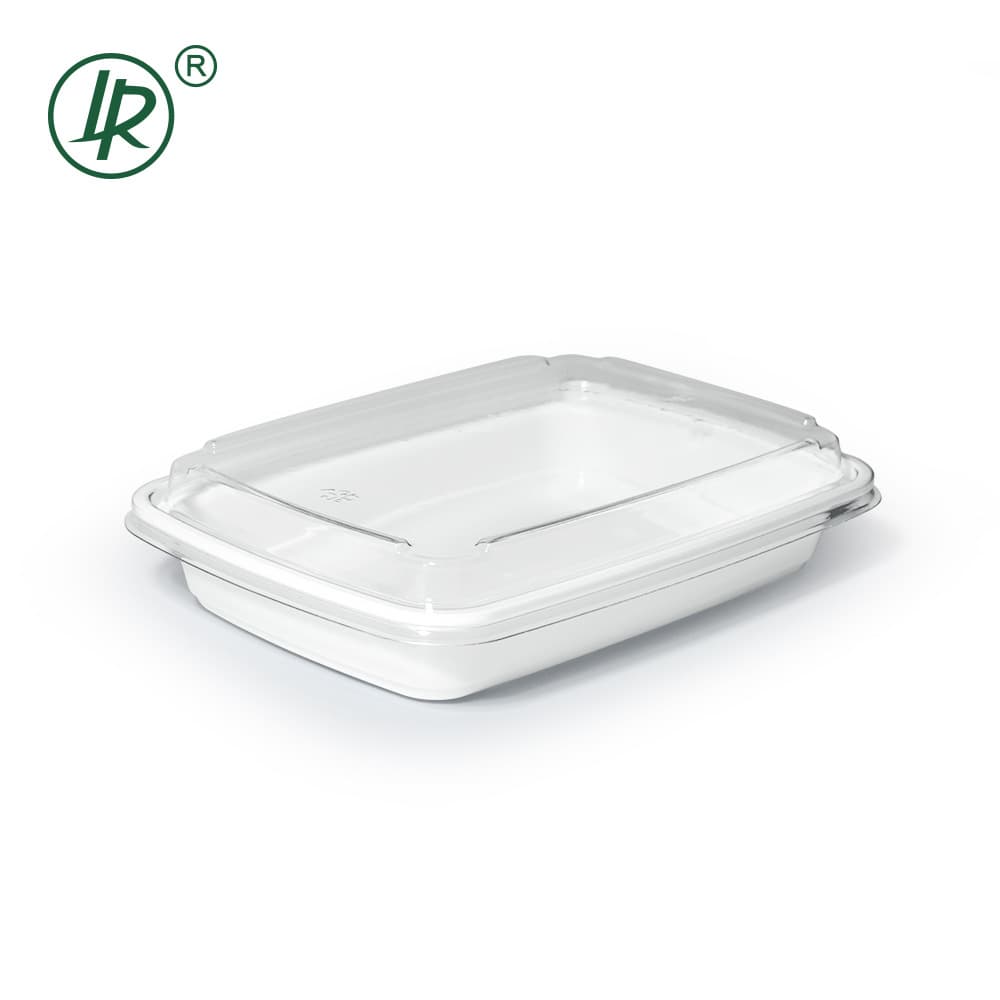 Supermarket Double-Sided Anti-Fog PP Bottom PET Cover Packaging Box Supermarket Fresh Cooked Food Refrigerated Disposable Plastic Tray