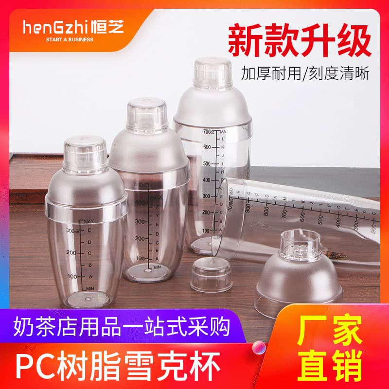 Stainless Steel Skewered PC Resin Snow Globe Cocktail Shaker Bar Equipment Milk Tea Shop Supplies Snow Globe Cup