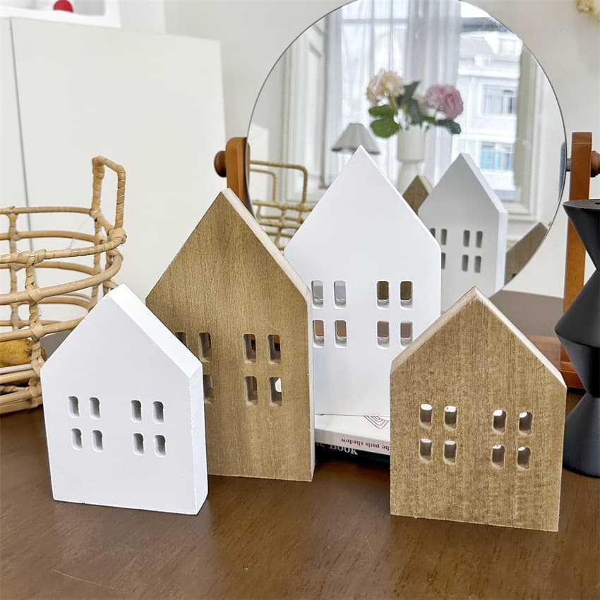 Rustic Style Wooden House Decorative Miniature Furniture Home Decorations Living Room Tabletop Ornament Craftwork Decoration