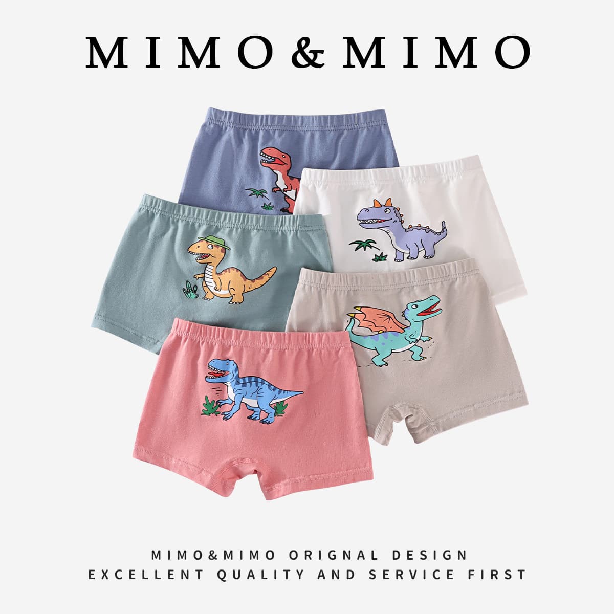 MIMO Pure Cotton Class A Children's Underwear Boys' Boxer Briefs Toddler Cute Cartoon Little Dinosaur Shorts Underwear 391
