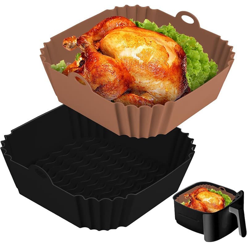 Cross-border Hot Selling Air Fryer Silicone Baking Tray, Food Grade High Temperature Resistant Air Fryer Liner Silicone Mat