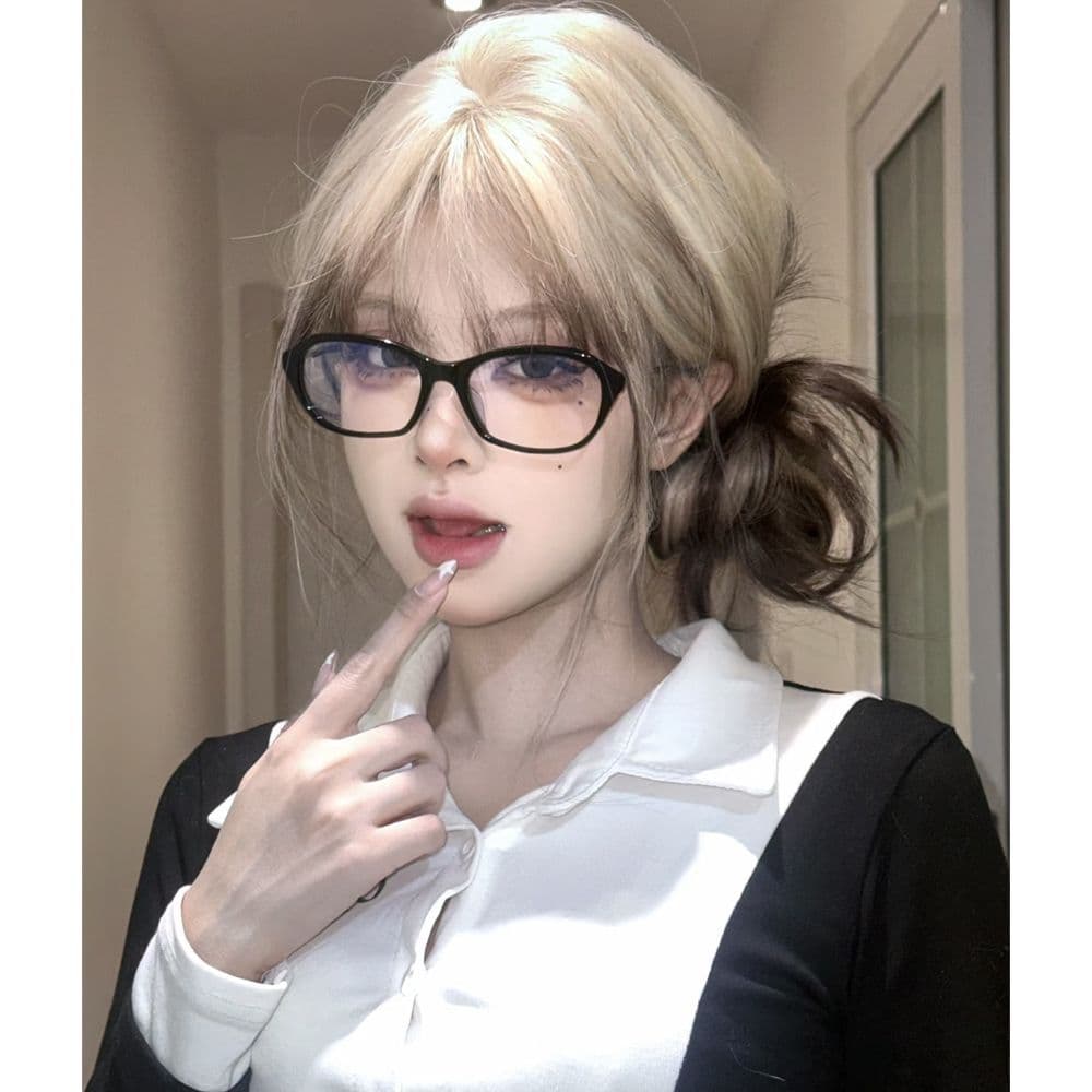 Long Blonde Wig for Women, Siamese Cat Gradient Layers, Human Hair, Daily Fashion Long Curly Wig, New Full Head Cover