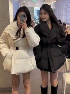 Designer Oversized Lapel Down Jacket Women Winter Korean Slim Fit Warm Puffer Coat White Black