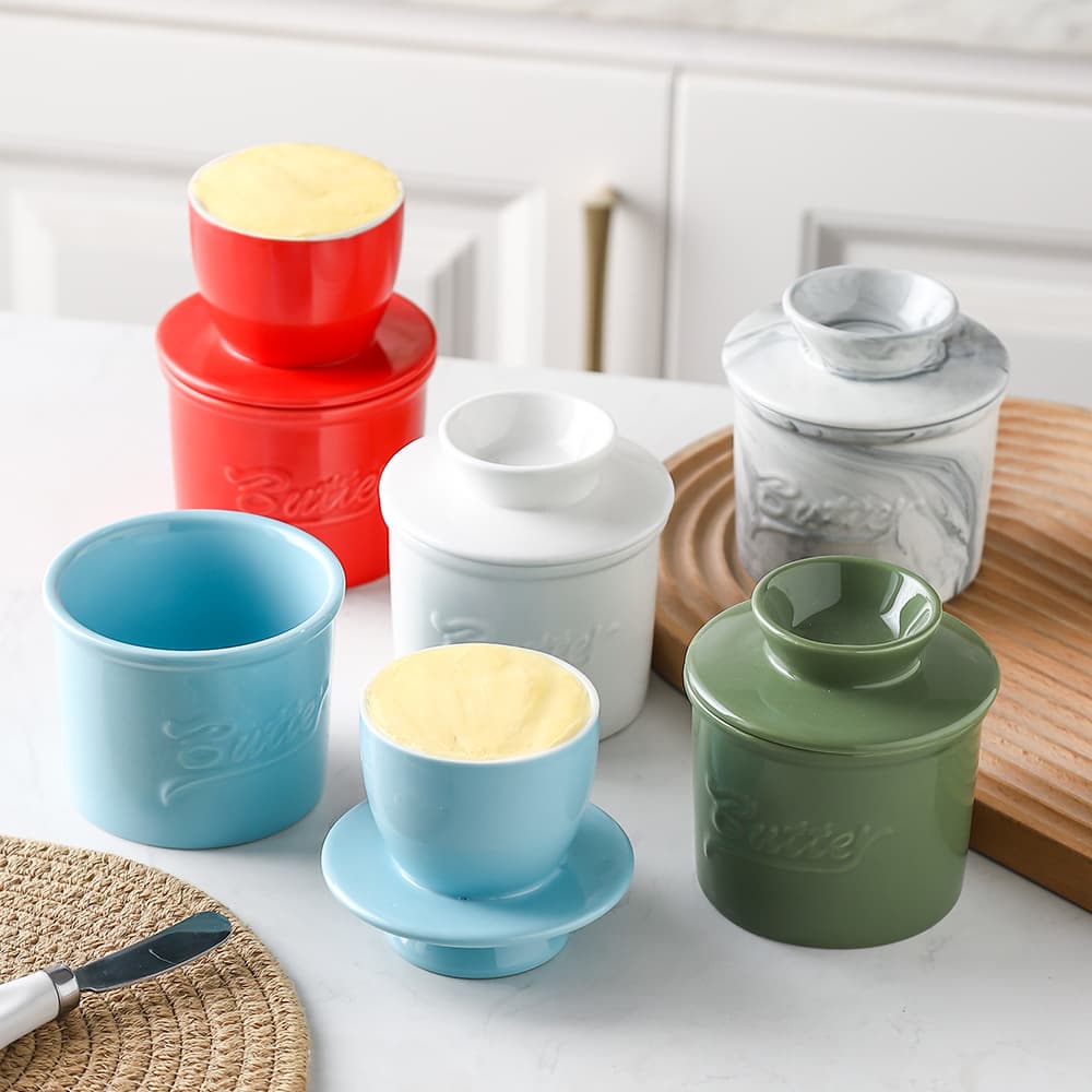 Cross-border Ceramic Butter Pot, Export Butter Jar with Water Seal and Lid, Creative Western-style Butter Box
