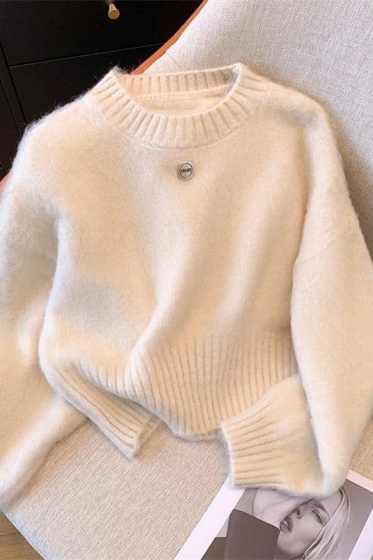 Lazy Style Knit Sweater Base Layer Early Autumn Winter 2024 New Soft Women's Thick Long Sleeve Top