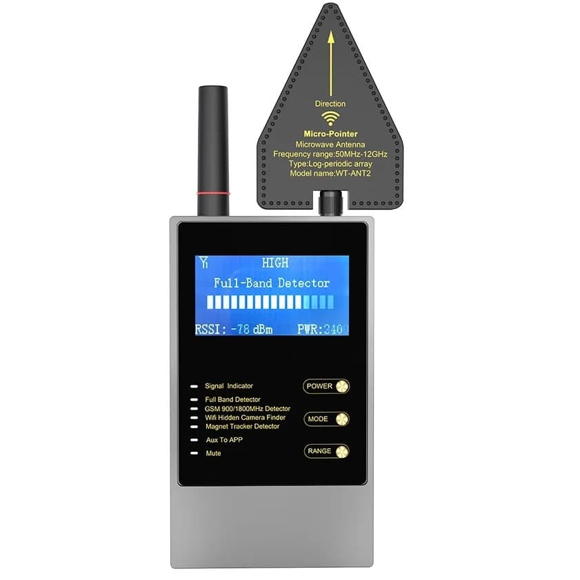WT10 Portable Handheld Anti-Tracking Automatic Strong Magnet Car GPS Wireless Signal Detector