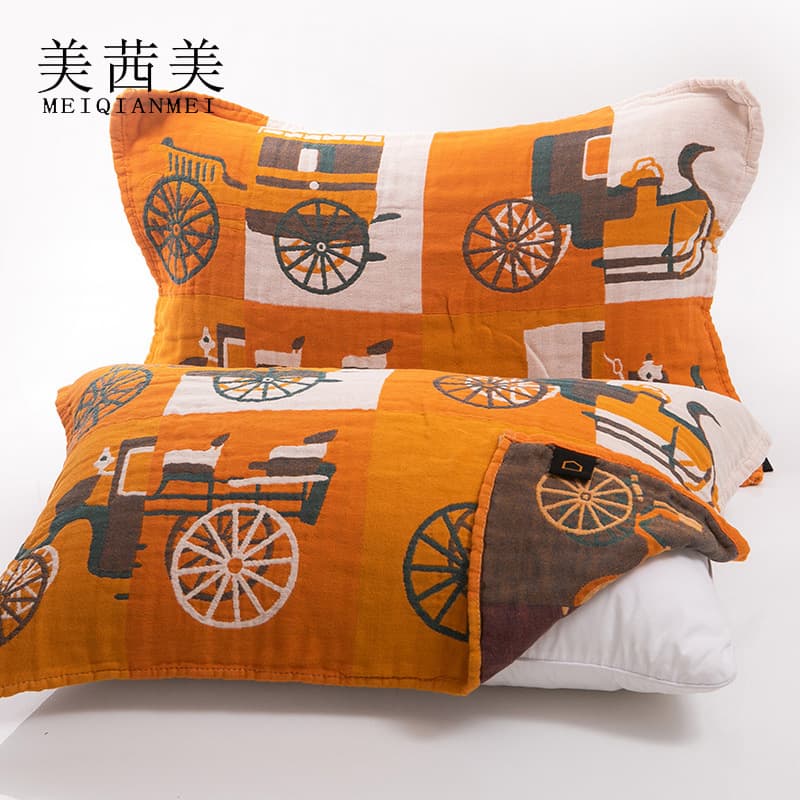 Manufacturer Wholesale Cotton Gauze Pillow Towel Soft Embroidered Pillow Towel Low Shedding All-Season Breathable Couples Fabric Pillow Towel