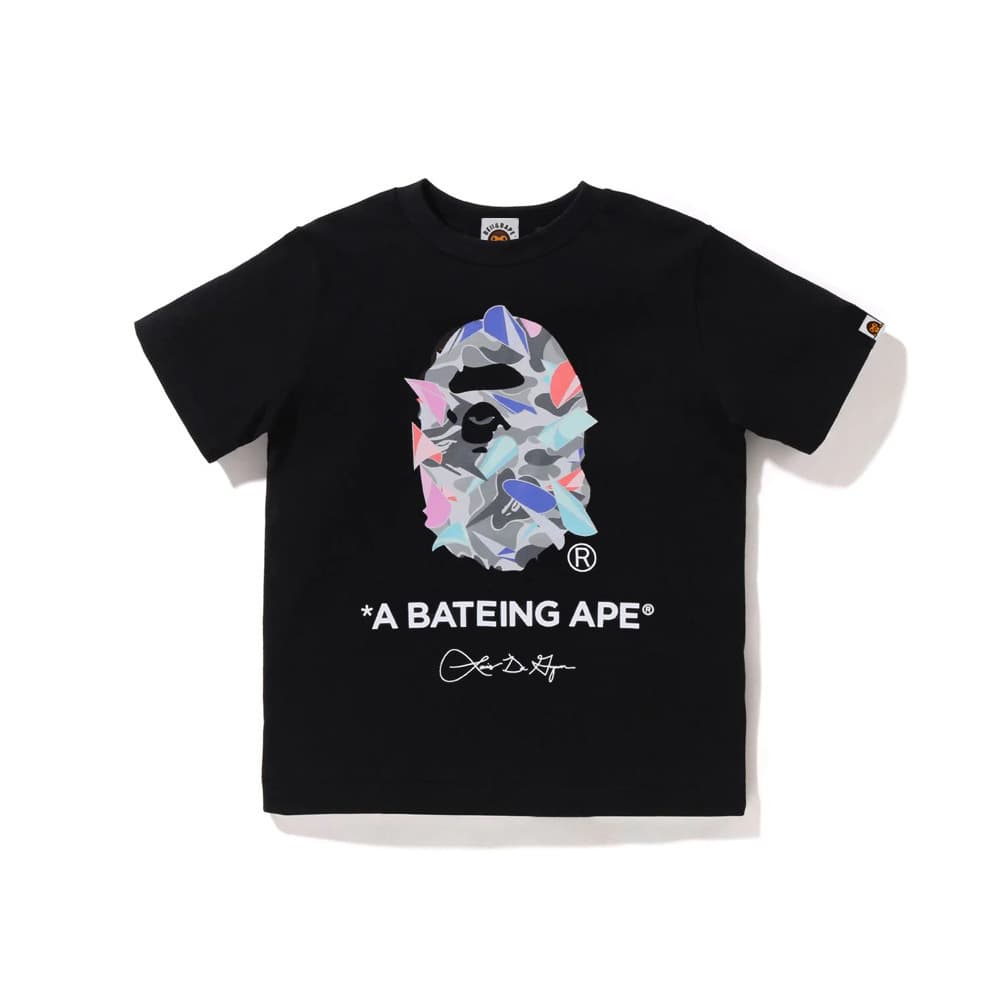 BEII&BAPE trendy brand joint children's wear colorful letters geometric fragments ape head short-sleeved parent-child T-shirt double yarn cotton