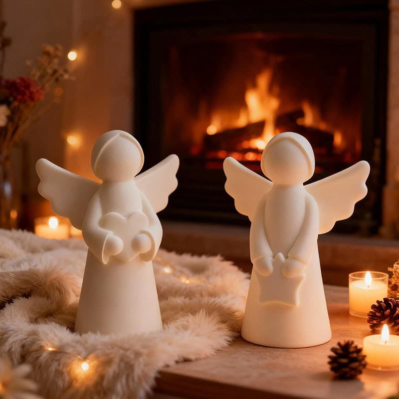DIY Angel Figurine Girl Holding Heart Resin Mold Cute Angel Plaster Silicone Mold