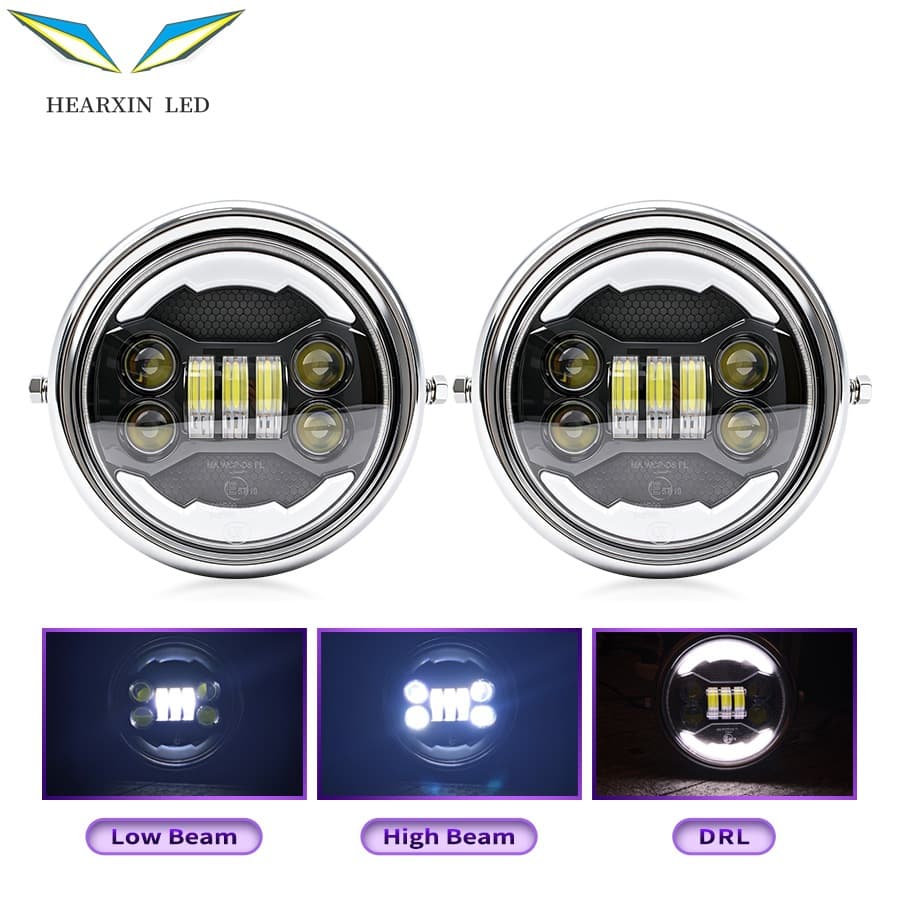 5.75-inch Angel Eye Round LED Headlight for Harley Davidson Wrangler Off-Road Modification High/Low Beam Round Light