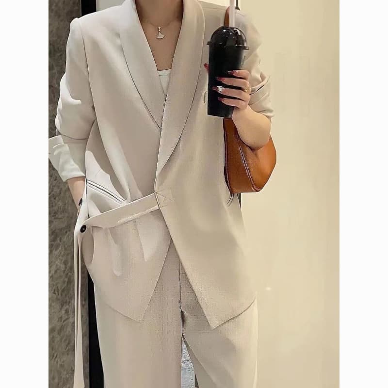 Sister-in-law's same style 2026 spring and autumn new large size fat loose age-reducing wide-leg pants two-piece suit suit for women