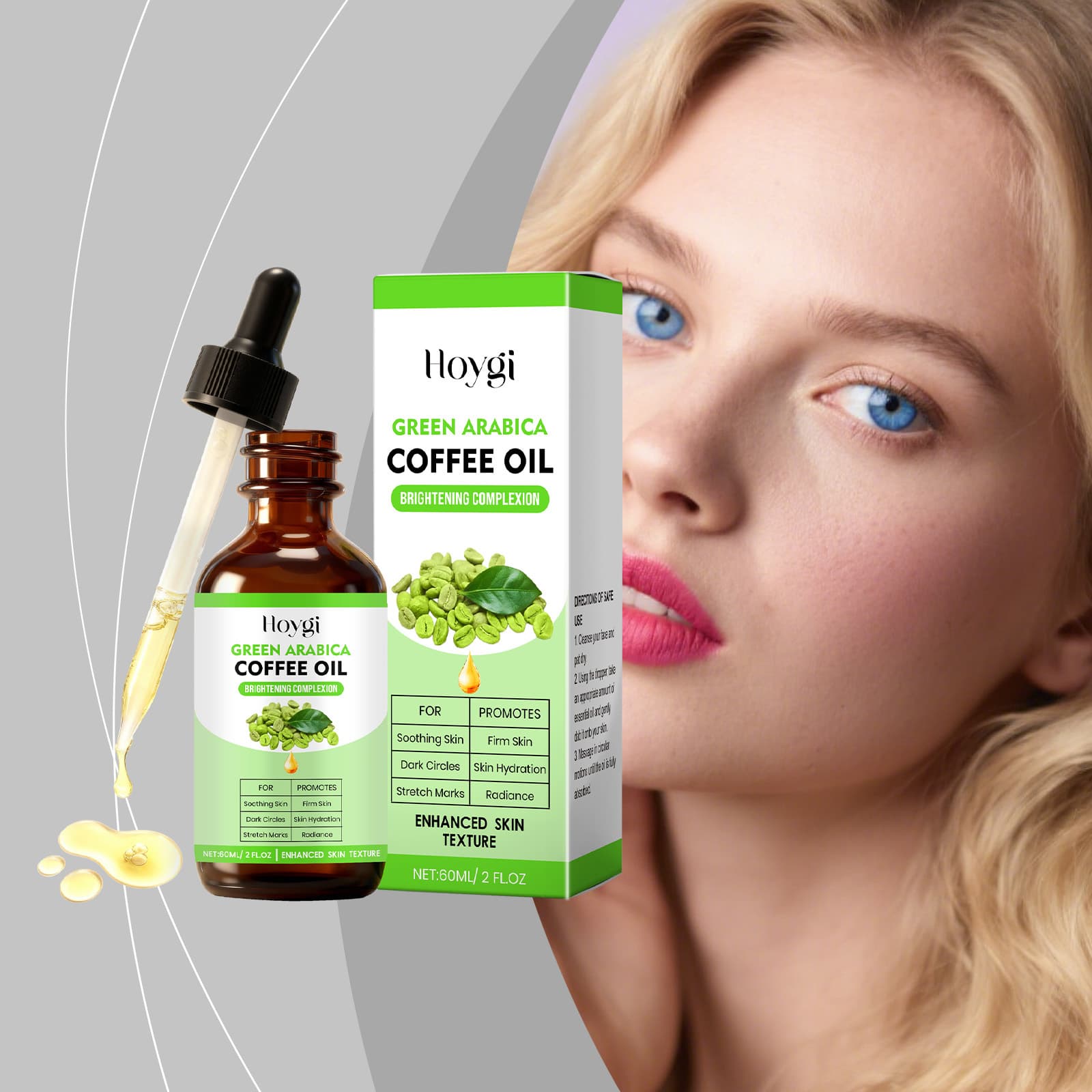Hoygi Coffee Moisturizing Essence Oil Gentle and Moisturizing Essential Oil for Nourishing Facial Skin, Making It Delicate, Soft, and Smooth