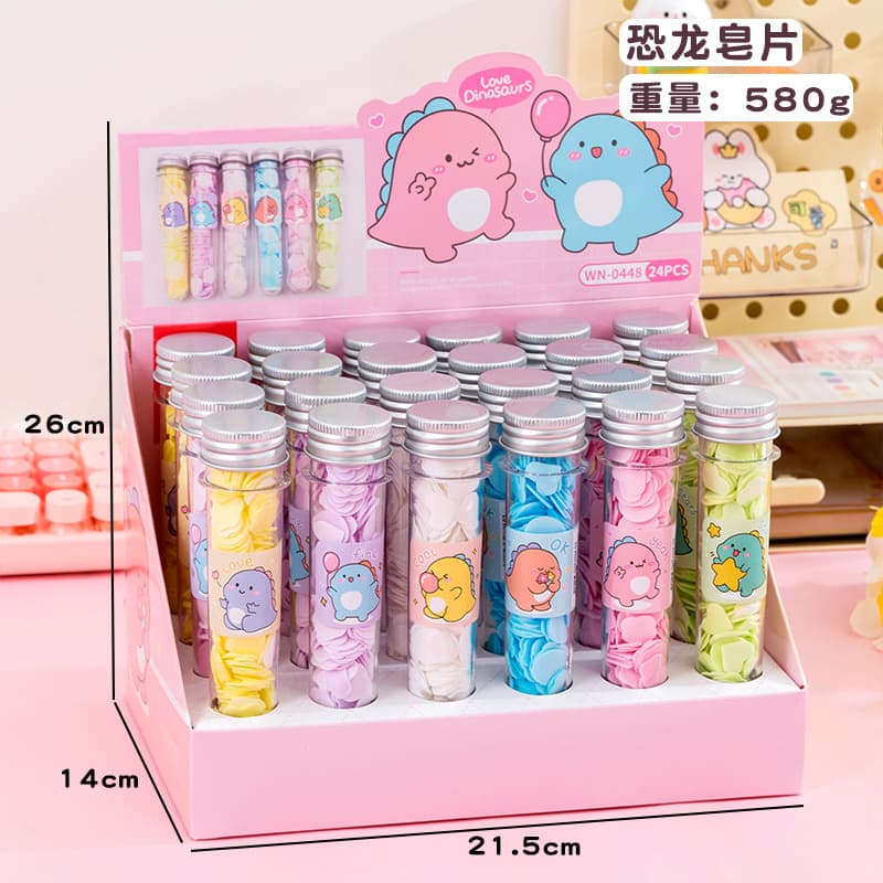 Cartoon Test Tube Portable Soap Sheets Disposable Antibacterial Hand Washing Sheets Rich Foam Outdoor Travel Soap Paper Wholesale