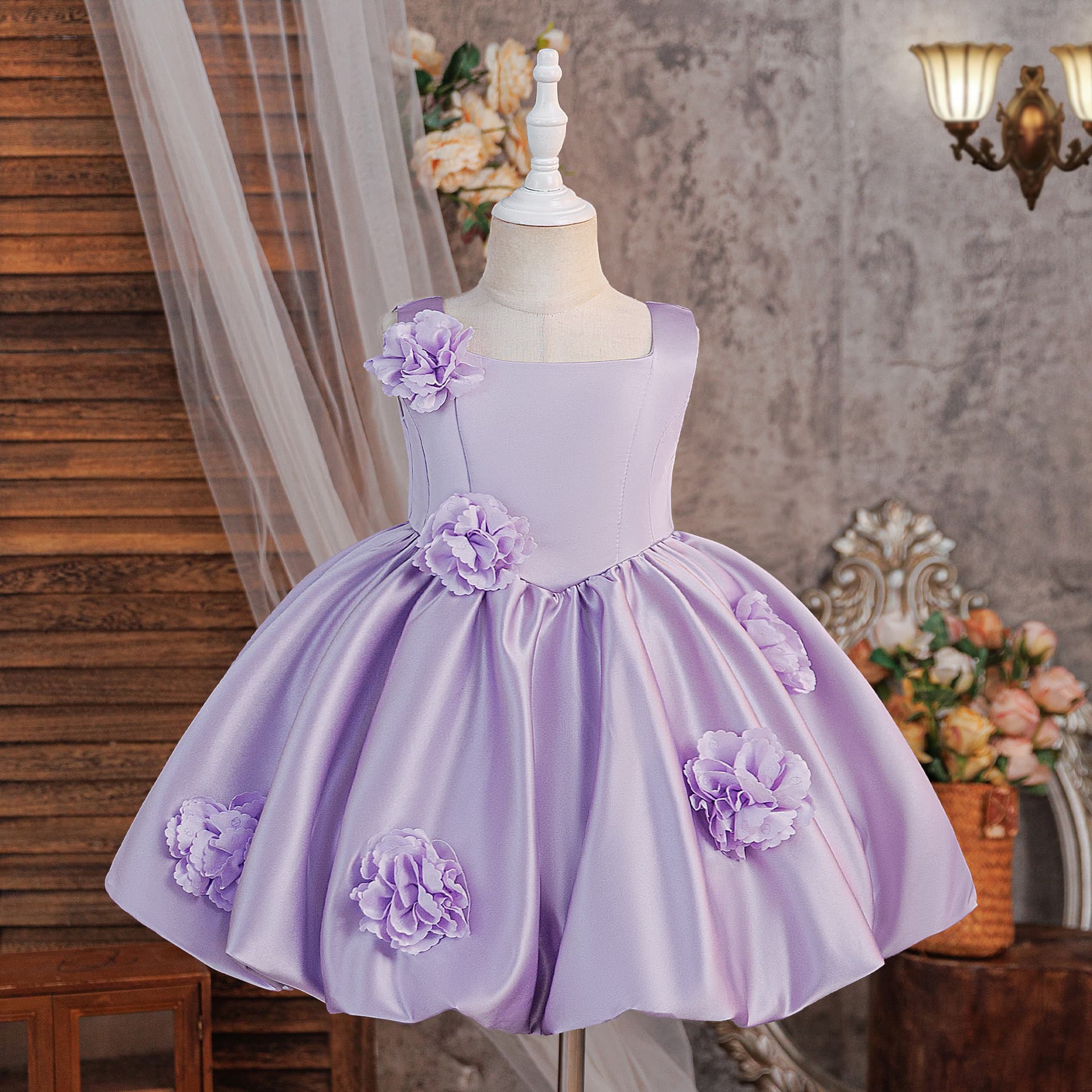 Wholesale Stock Girls Princess Dress Party Dress for 3-9 Year Old Girl