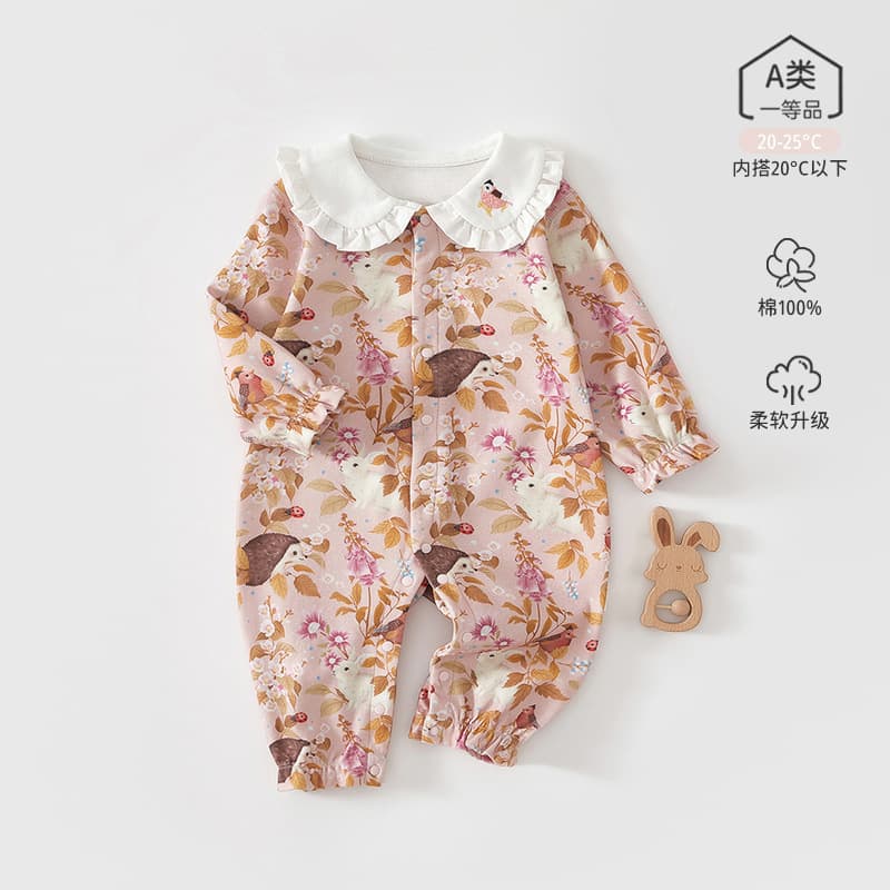 Baby Romper 100% Cotton Class A Newborn Baby Bodysuit Crawling Suit Sweet Girls Outer Romper