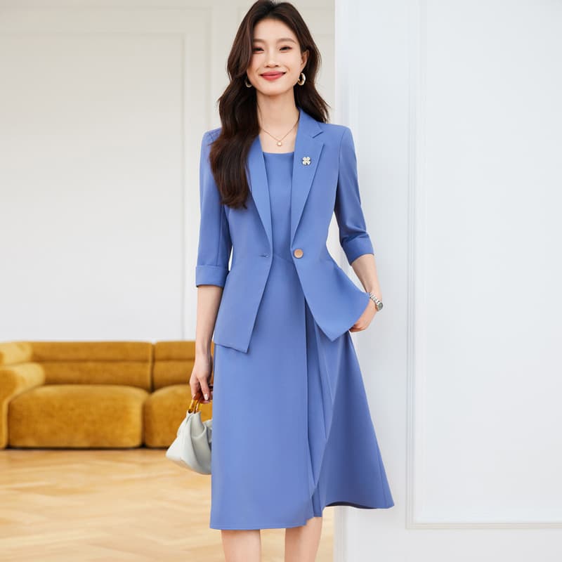 Summer thin mid-sleeve suit jacket for women high-end professional formal work clothes three-quarter sleeve suit dress suit