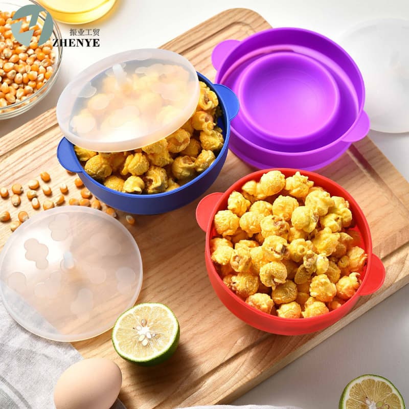 High Temperature Resistant Foldable Oven Bowl Popcorn Bowl with Lid Popcorn Bucket Bamboo Vacuum Bowl