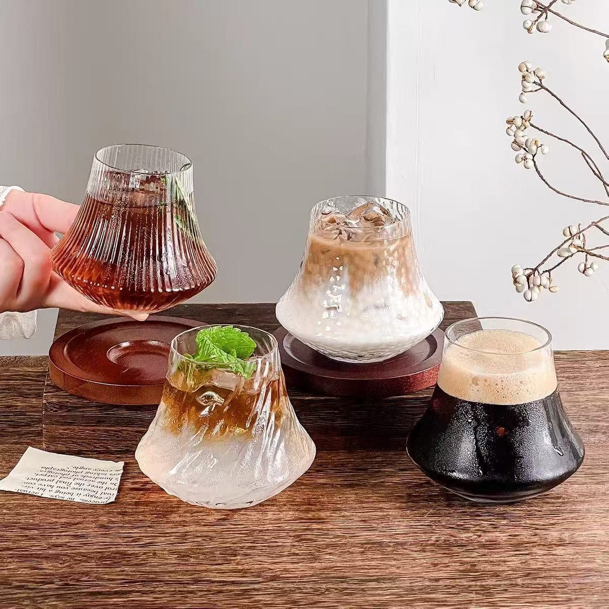 Ins-style high-appeal glass cup for home use, cold brew coffee cup, latte cup, juice cup, niche cocktail glass