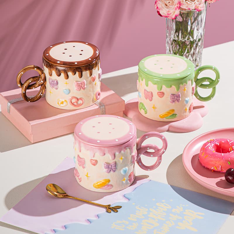 Cross-border Handmade Sweetheart Cake Cup High Color Value Water Cup Afternoon Tea Ceramic Cup 3D Stereo Mug