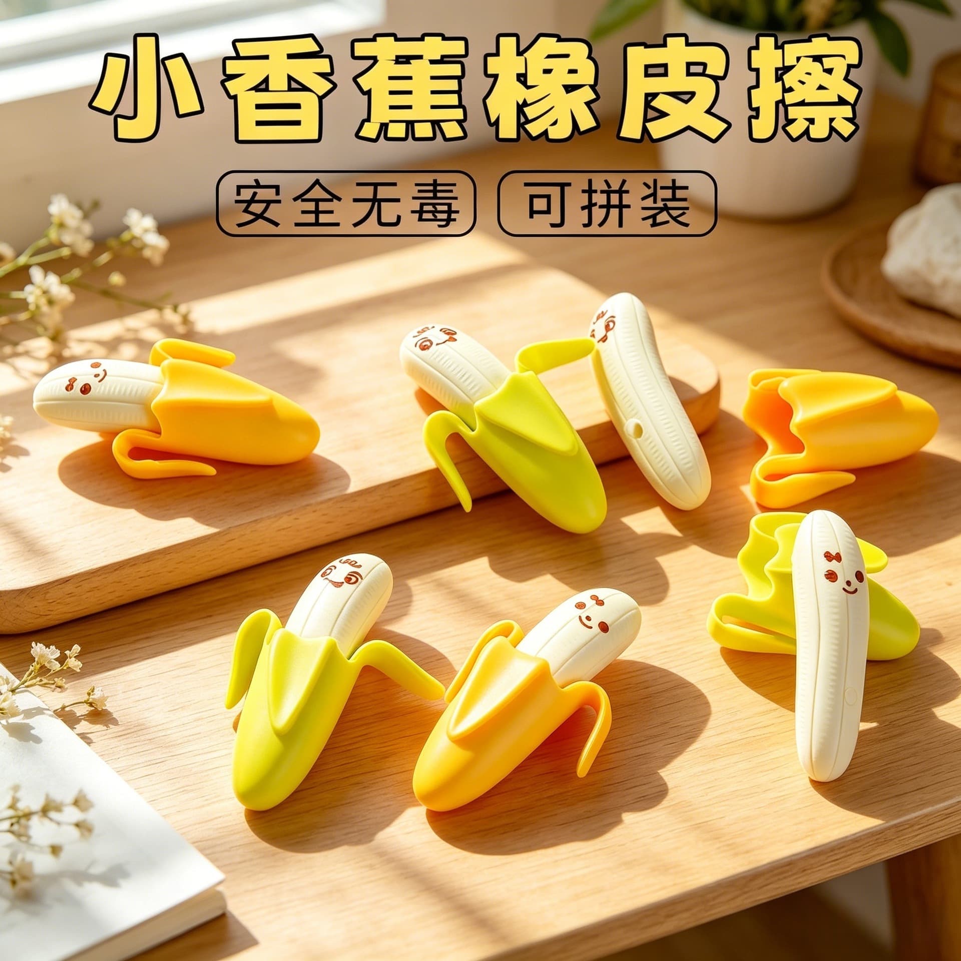 Creative Assembly Banana Eraser, Student Reward Gift, Stationery for Kids, Back-to-School Prize, Small Gift