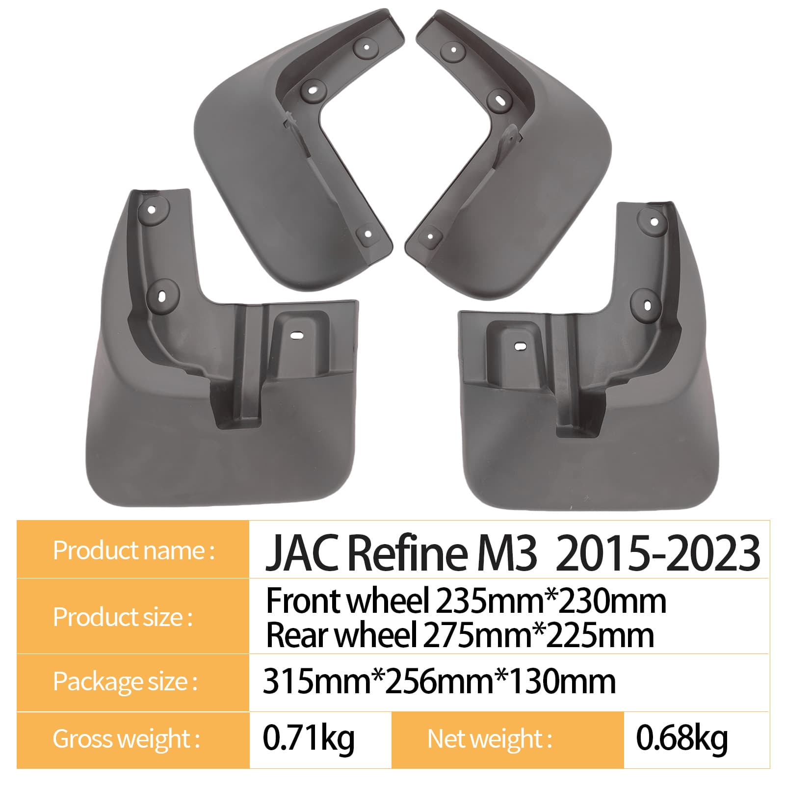 Fits Jianghuai Refine M3 2015-2023 Export Cross-Border Car Tire Mud Flaps Drop Shipping
