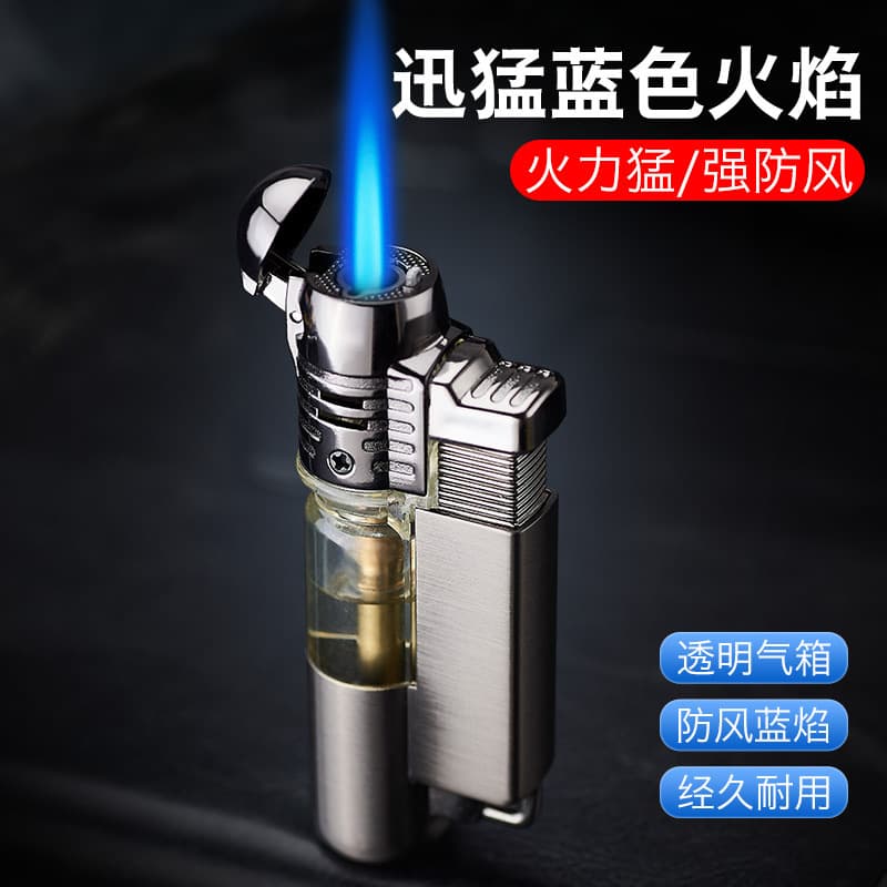 Factory direct sales small spray gun windproof direct injection inflatable metal lighter cigar high temperature welding gun point moxibustion burning incense