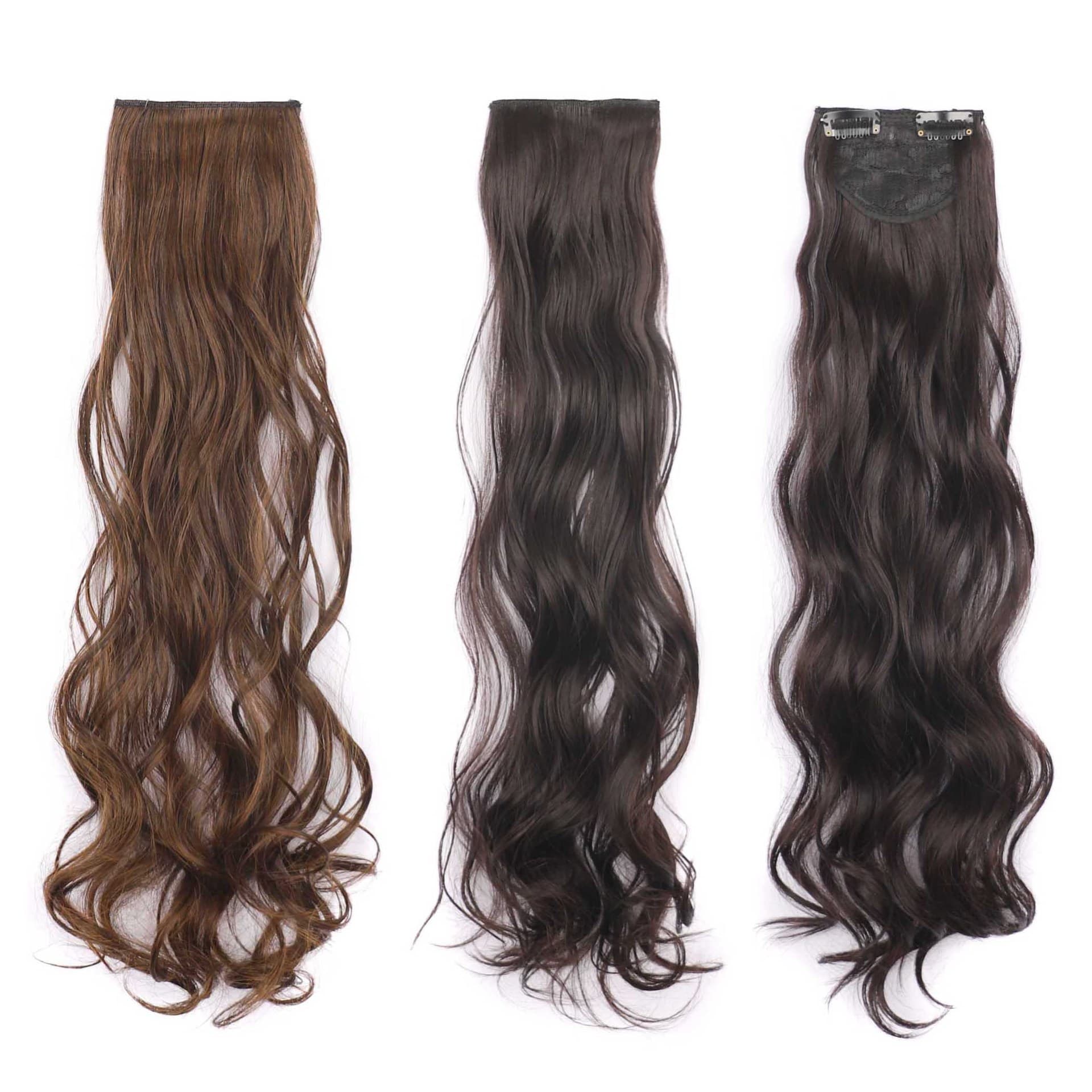 Women's Long Curl Wig Three-piece Simulation Fiber Extension Piece Fluffy Big Wave Natural Hair Extension Wig Piece