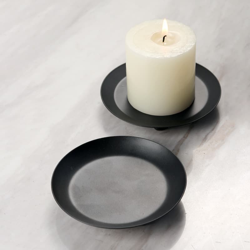 Wholesale Hot-Selling Cross-Border Minimalist Black Candle Holder Aromatherapy Candle Base Creative Decorative Ornament Candle Tray