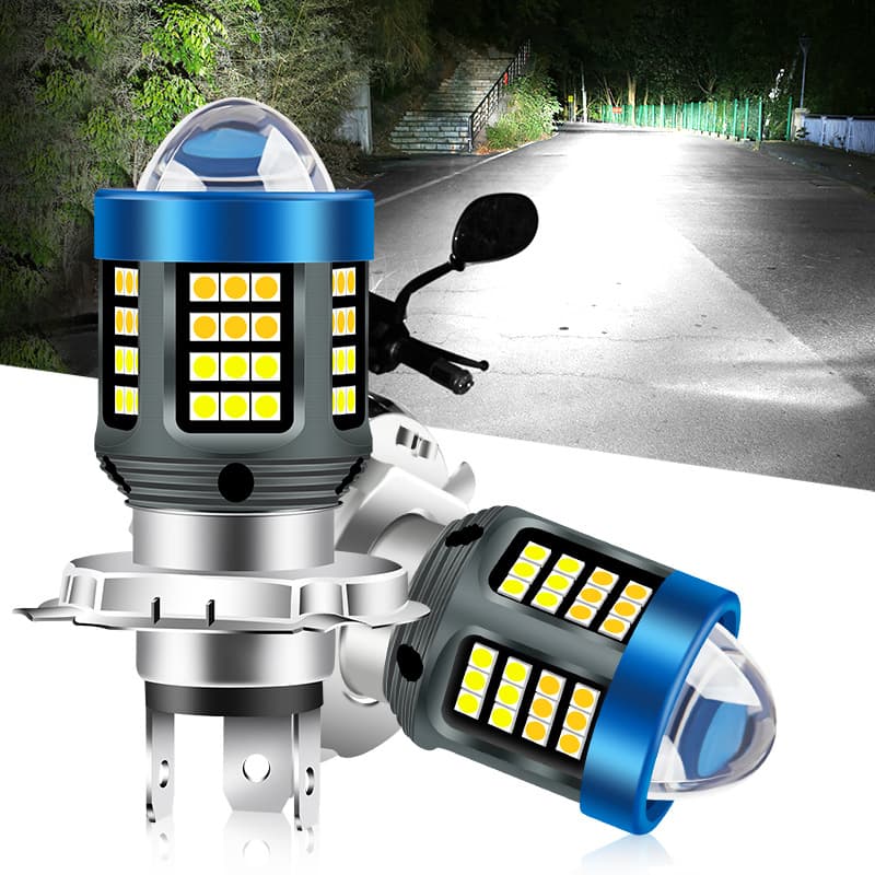 TGZ Hot Selling Motorcycle Headlight H4 BA20D H6 P15D White-Yellow Dual Color Super Bright Headlight Lens
